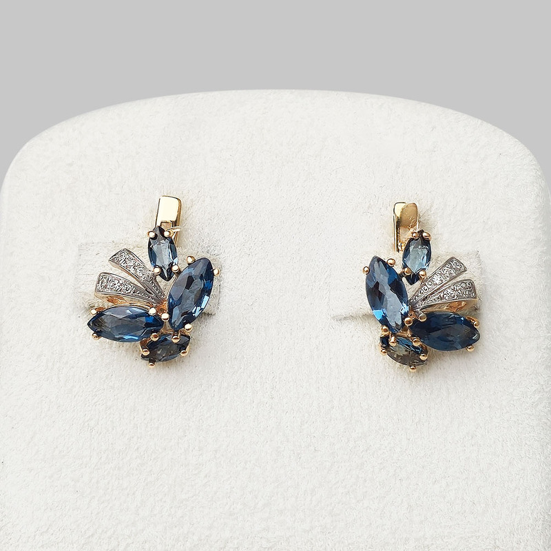 Серьги из красного золота с топазами