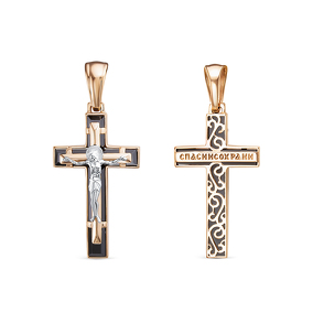 Золотой крест с ониксом, ониксом и ониксом