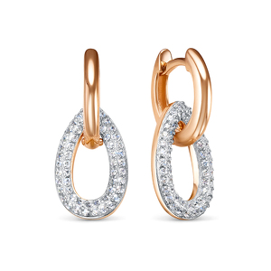 Золотые серьги с фианитами и фианитами