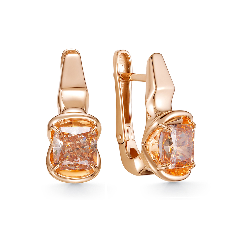 Золотые серьги с бриллианитом