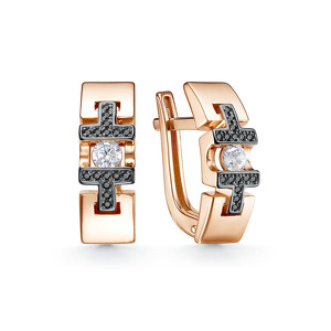 Золотые серьги с фианитом и фианитами