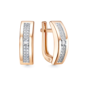 Золотые серьги с фианитами и фианитом