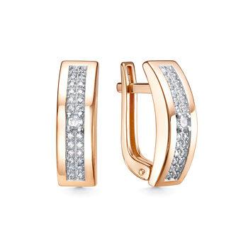 Золотые серьги с фианитами и фианитом