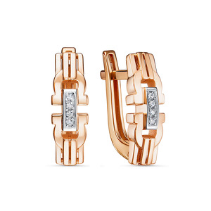 Золотые серьги с фианитами и фианитами