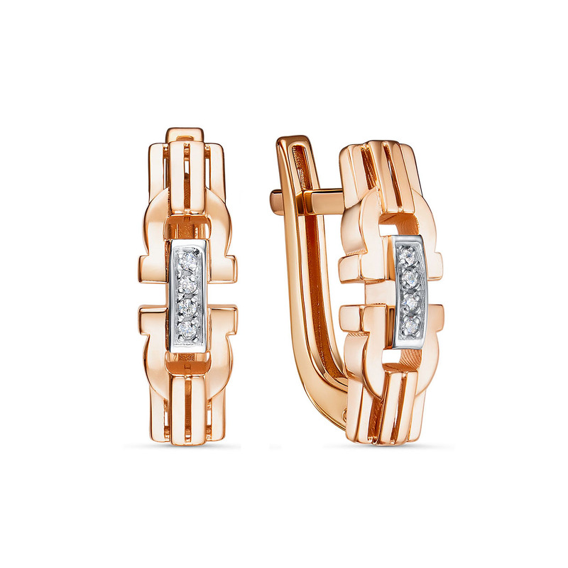 Золотые серьги с фианитами и фианитами