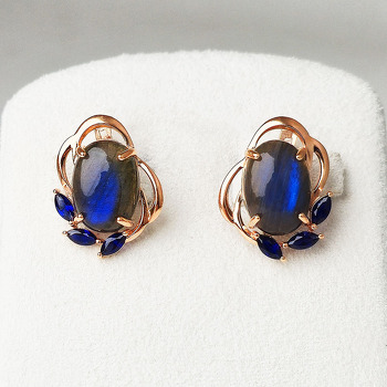 Серебряные серьги с лабрадоритами