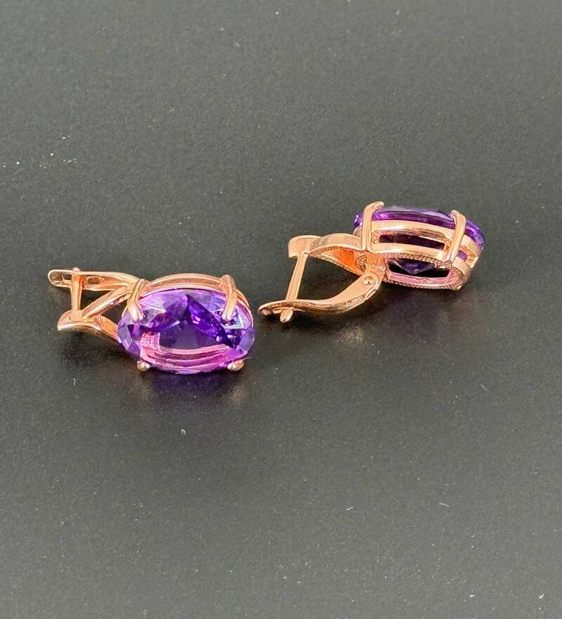 Серебряные серьги с аметистом