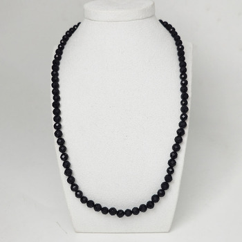 20-ТУР-003 бусы турмалин-шерл чёрный, шар грань 6м