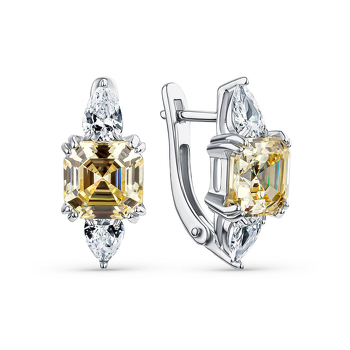 Серебряные серьги с фианитом