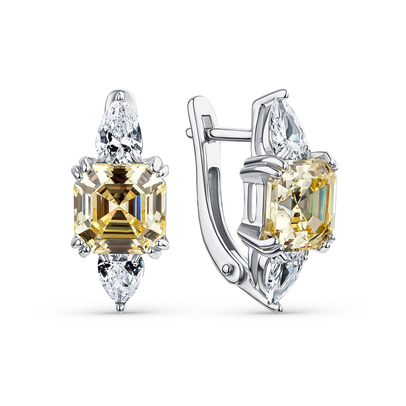 Серебряные серьги с фианитами