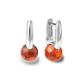 Серебряные серьги с янтарем
