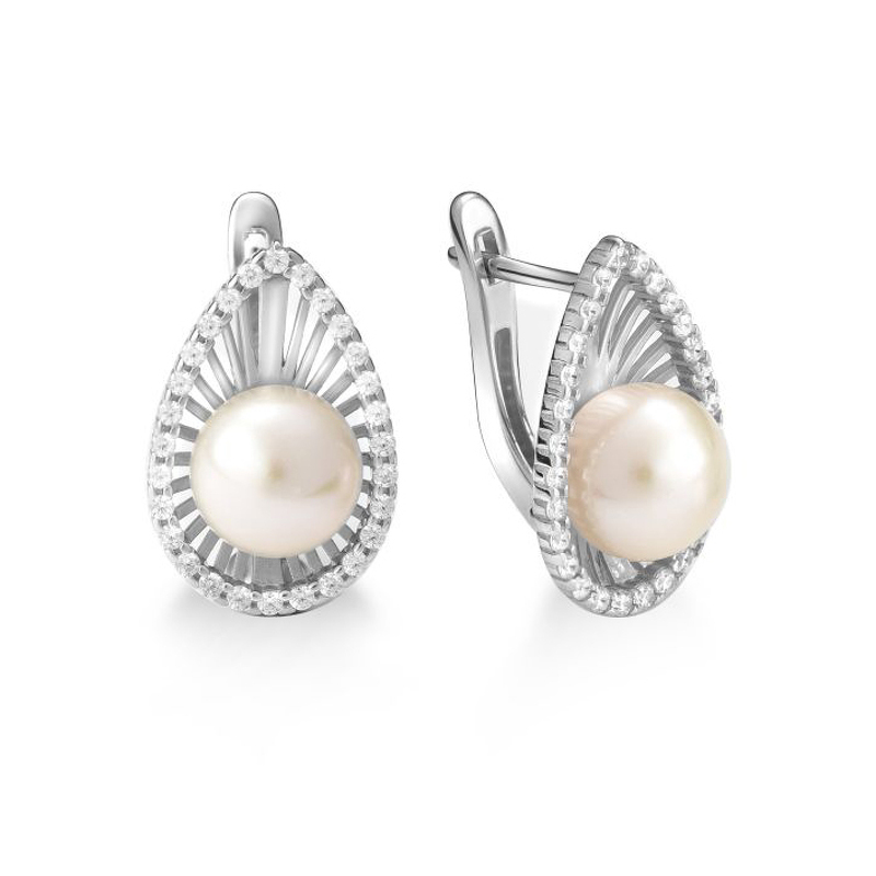 Серебряные серьги с янтарем