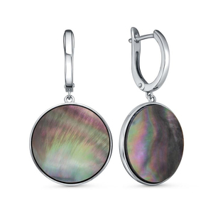 Серебряные серьги с перламутром и ониксом