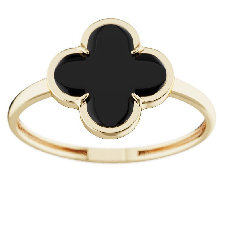 Золотое кольцо с ониксом, малахитом и перламутром