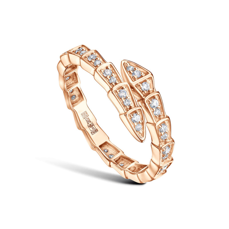 Золотое кольцо с фианитами и фианитами