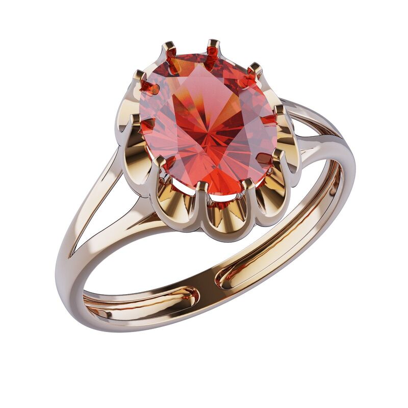 Золотое кольцо с рубином и сапфиром