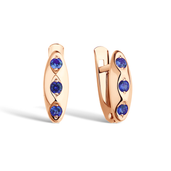 Серьги из красного золота с фианитами 20-0026