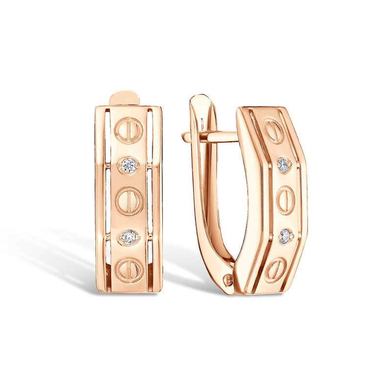 Золотые серьги с фианитами