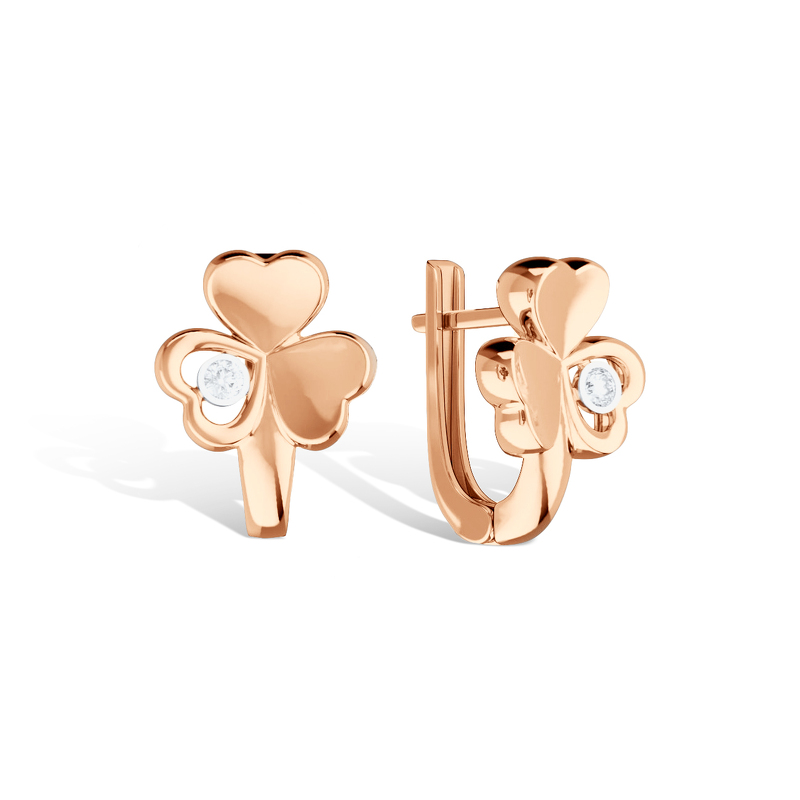 Золотые серьги с фианитом