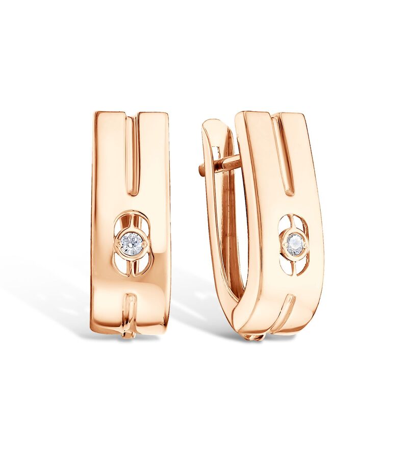 Золотые серьги с фианитом