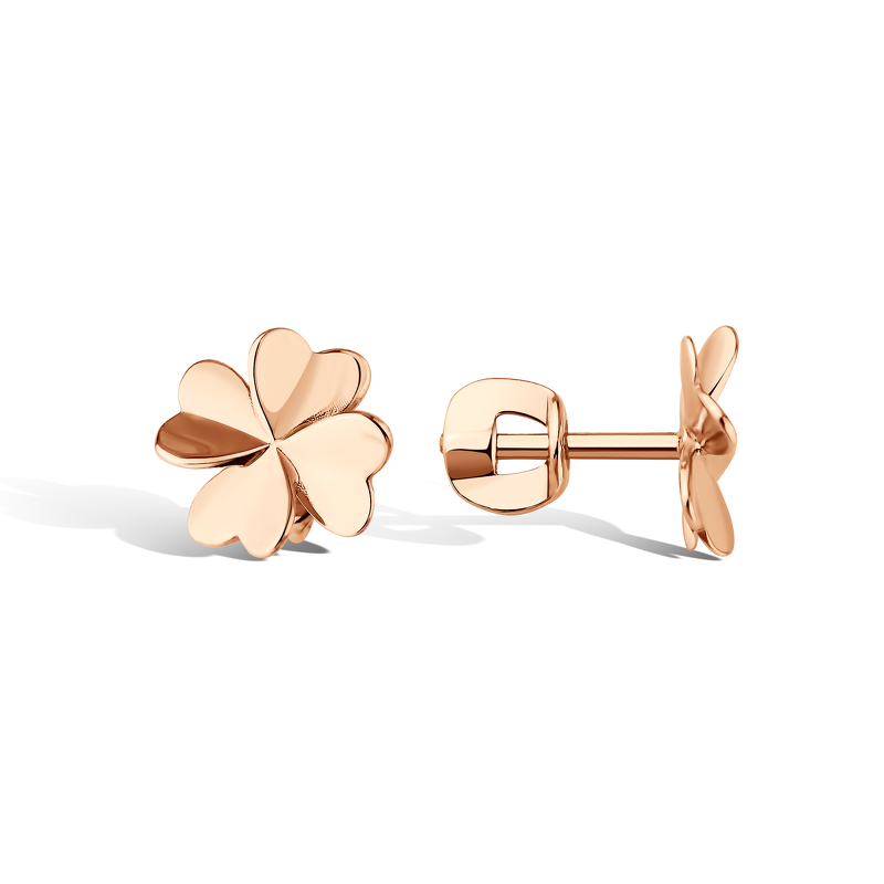 Золотые серьги-пусеты «Четыре лепестка удачи»