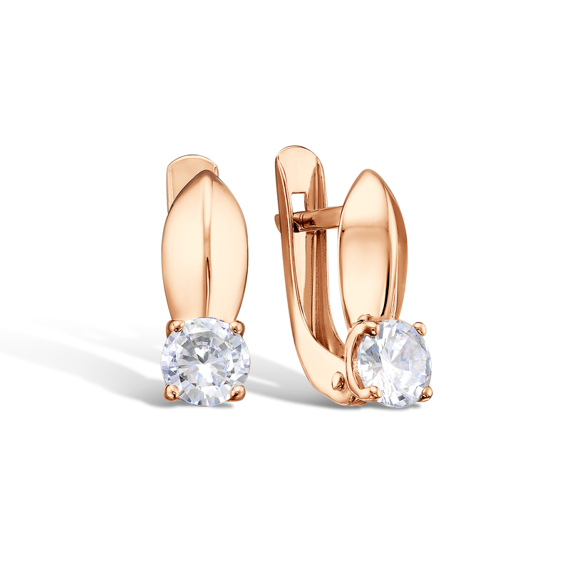 Золотые серьги с фианитом