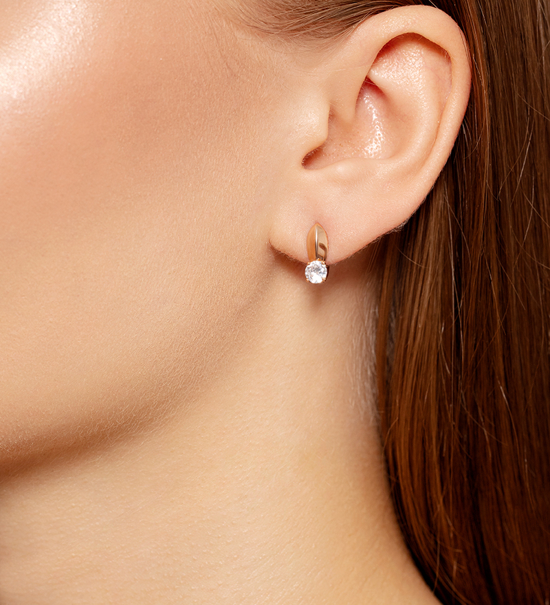 Золотые серьги с фианитом