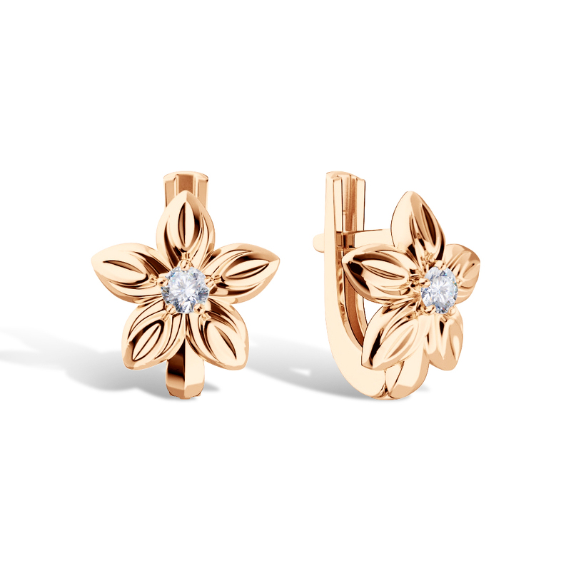 Золотые серьги с фианитом