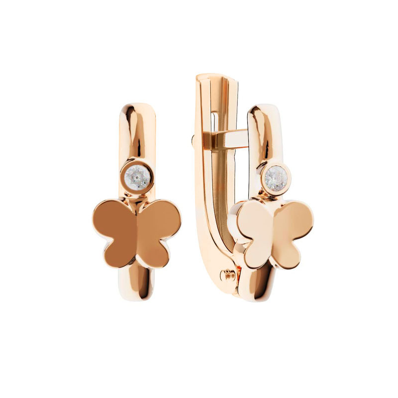 Золотые серьги с фианитом