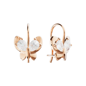 Золотые серьги с фианитами, рубином и сапфиром