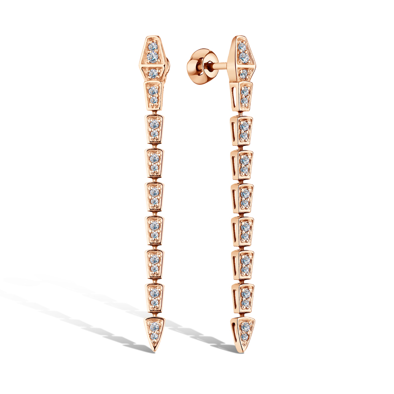 Золотые серьги-пусеты с фианитами