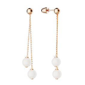 Золотые серьги-пусеты с жемчугом