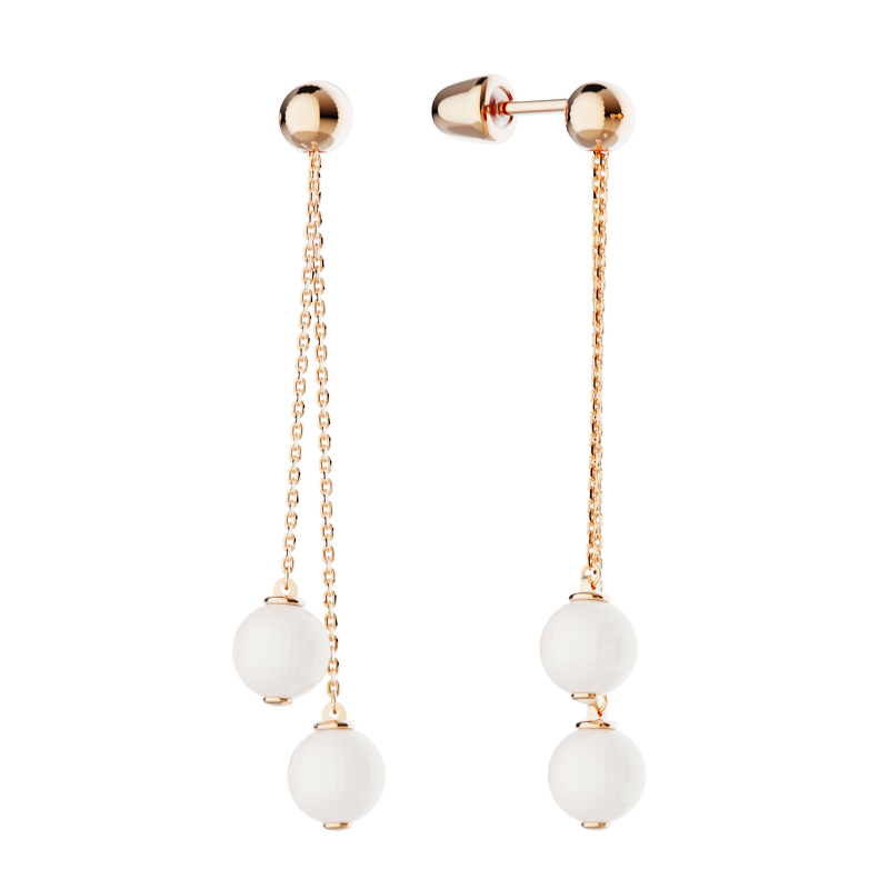 Золотые серьги-пусеты с жемчугом