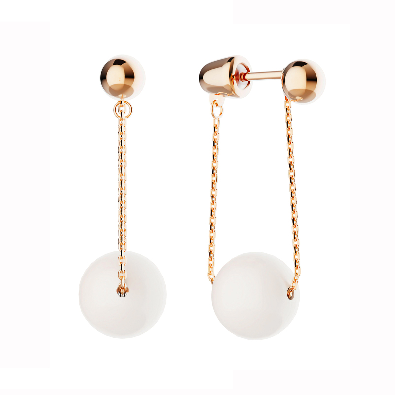 Золотые серьги-пусеты с жемчугом