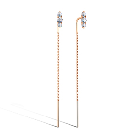 Золотые серьги-продевки с фианитом