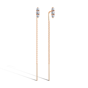 Золотые серьги-продевки с фианитом