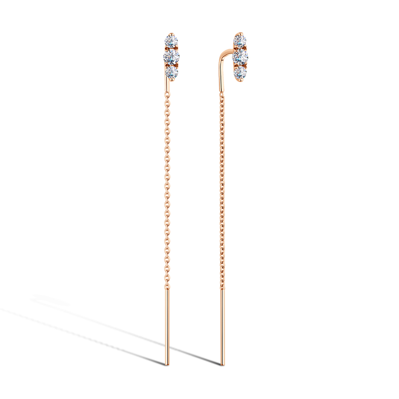 Золотые серьги-продевки с фианитом