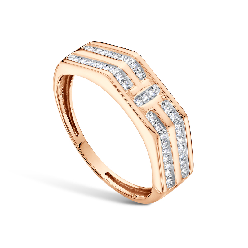 Золотое кольцо с фианитами и фианитами