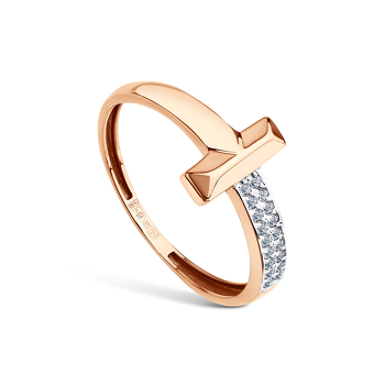 Золотое кольцо с фианитами и фианитами