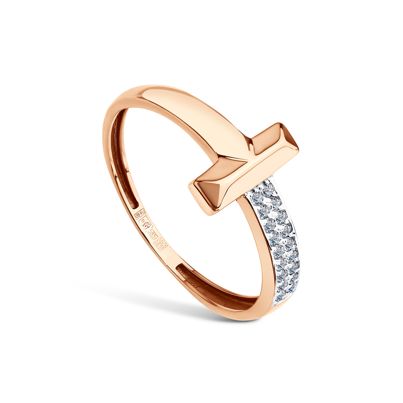 Золотое кольцо с фианитами и фианитами