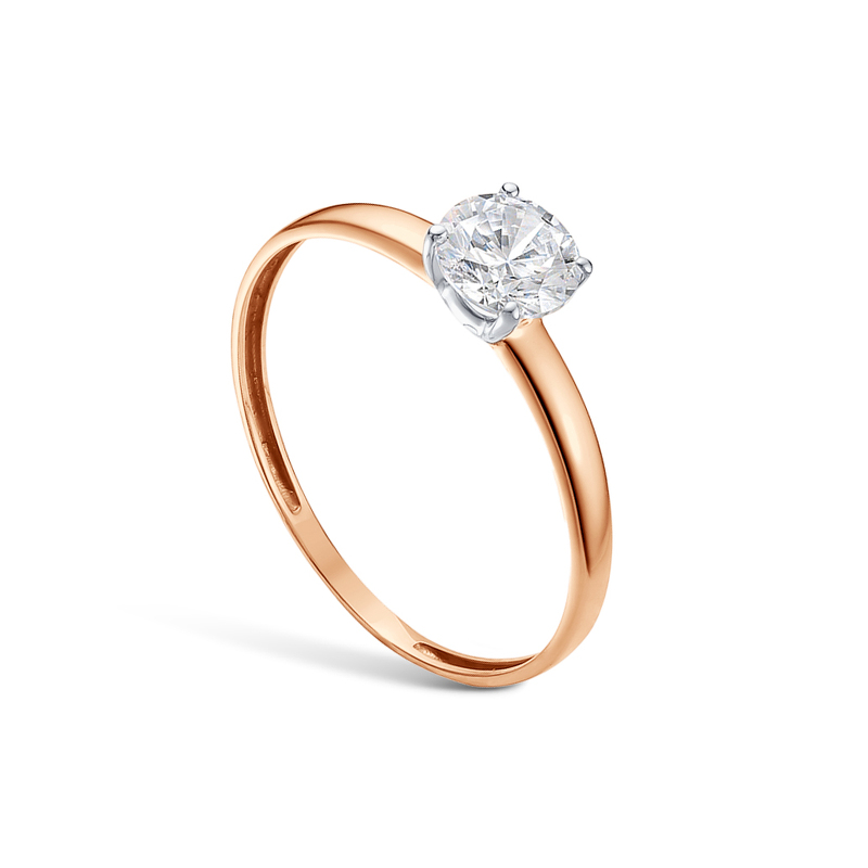 Золотое кольцо с фианитом и фианитом