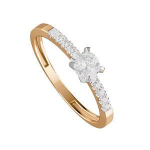 Золотое кольцо с фианитами и фианитами