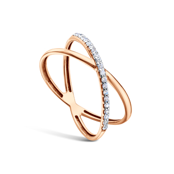 Золотое кольцо с фианитами и фианитами