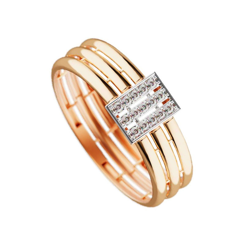 Золотое кольцо с фианитами и фианитами