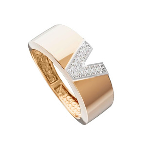 Золотое кольцо с фианитами и фианитами