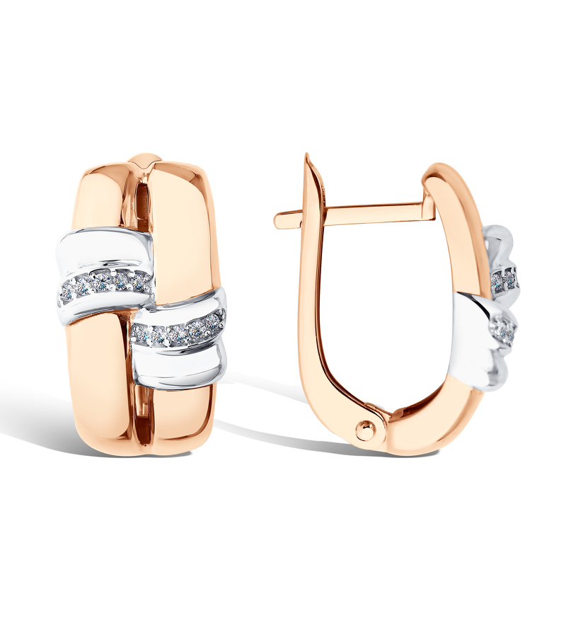 Золотые серьги с фианитами