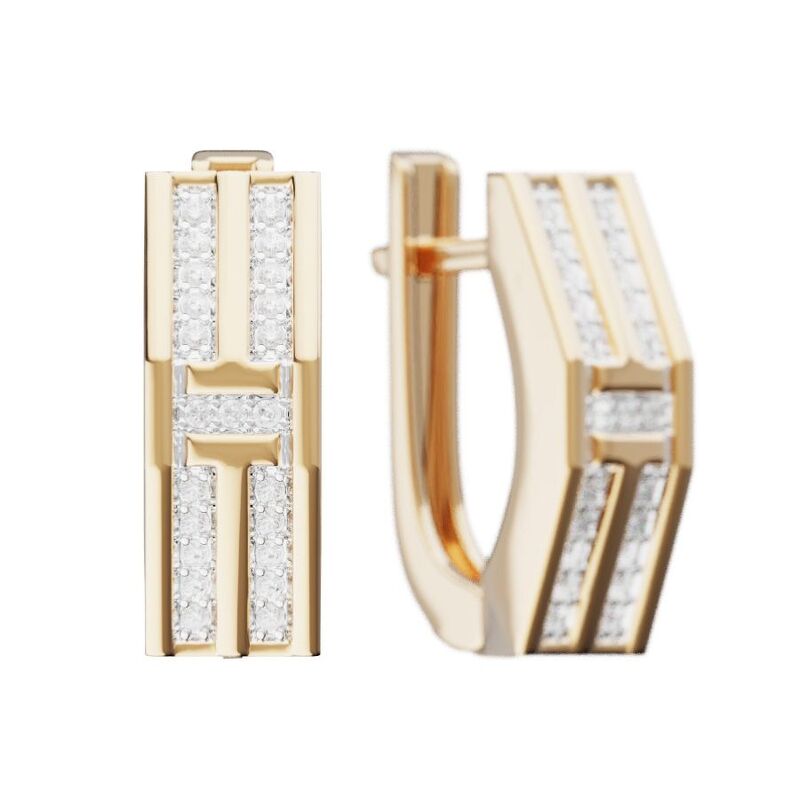 Золотые серьги с фианитами