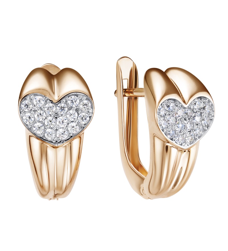 Золотые серьги с фианитами