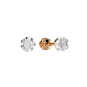 Золотые серьги-пусеты с бриллиантом