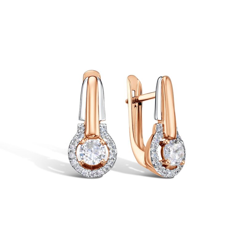 Золотые серьги с фианитами